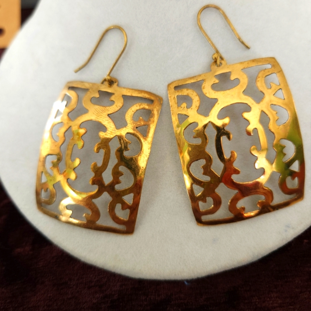 Boho Gypsie Hippie Festival Brass Filigree Earrings